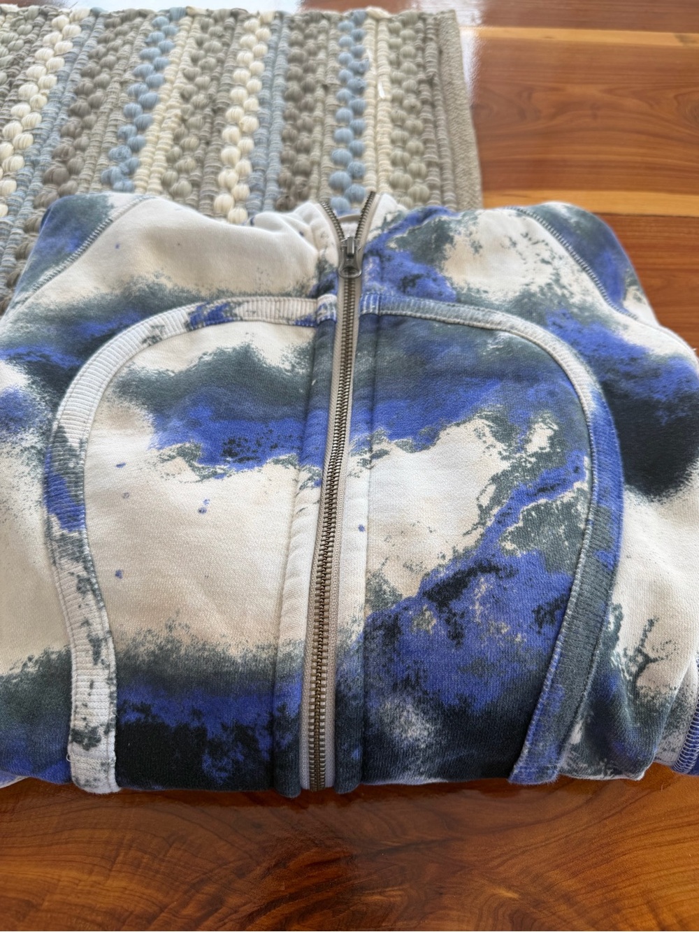 lululemon athletica Blue, White & Black Brushstroke Zip Scuba Hoodie
